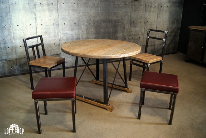 Stół industrialny NASSAU okrągły stół loftowy
